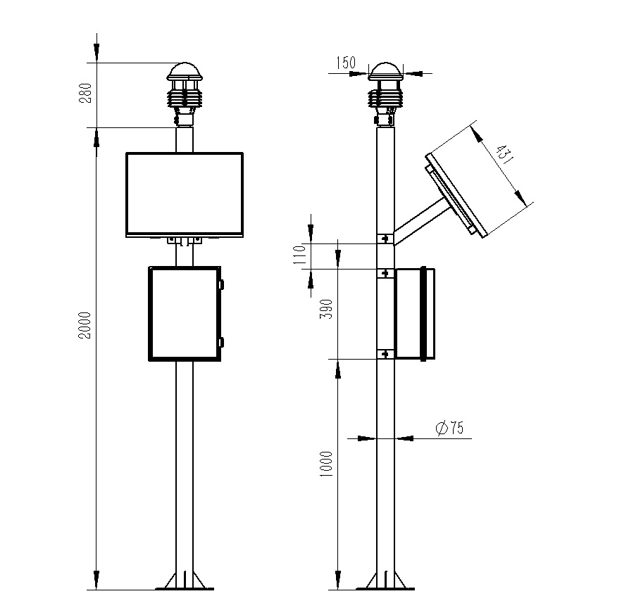 城市氣象環(huán)境監(jiān)測系統(tǒng)產(chǎn)品尺寸圖
